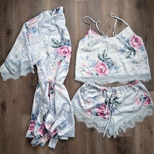 In Bloom by Jonquil Satin PJ/Robe Set